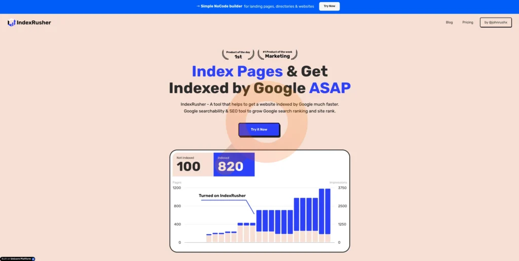 A tool that helps to get a website indexed by Google much faster. Google searchability & SEO tool to grow Google search ranking and site rank.