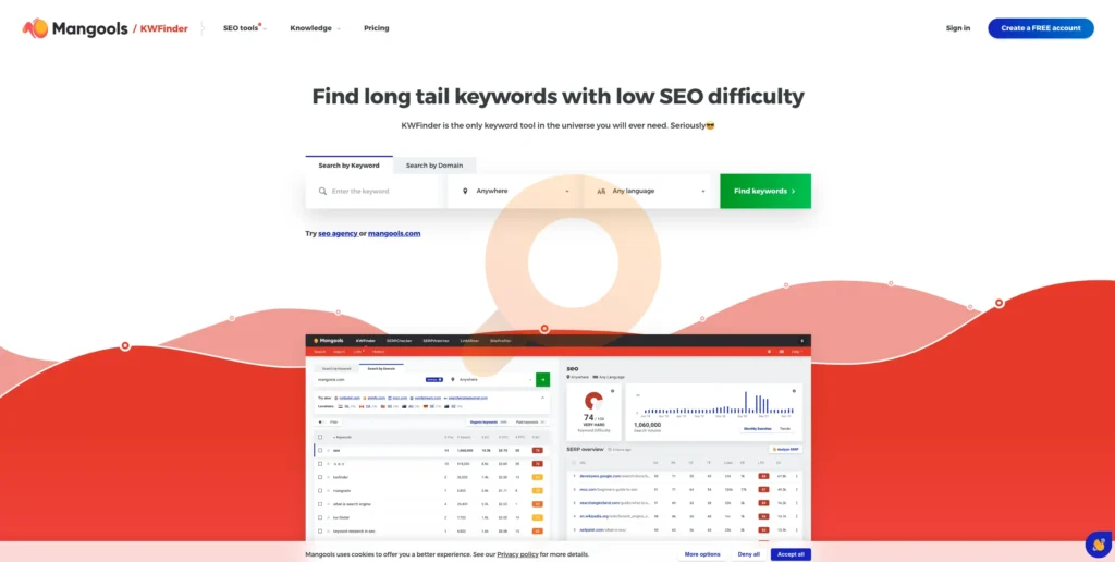 Find long-tail keywords with high search potential.