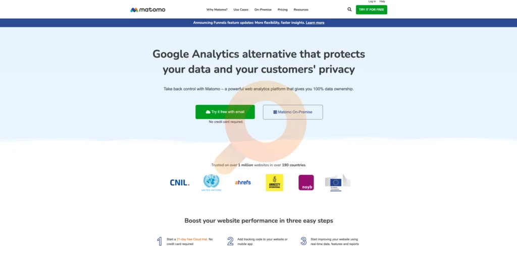 Track web analytics with a powerful alternative to Google Analytics.