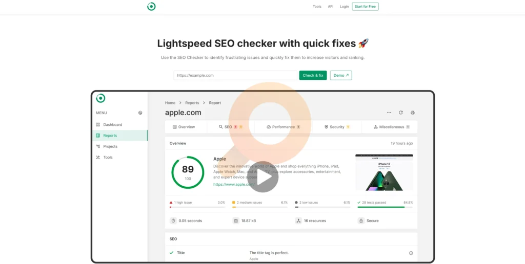 Use the SEO Checker to identify frustrating issues and quickly fix them to increase visitors and ranking.