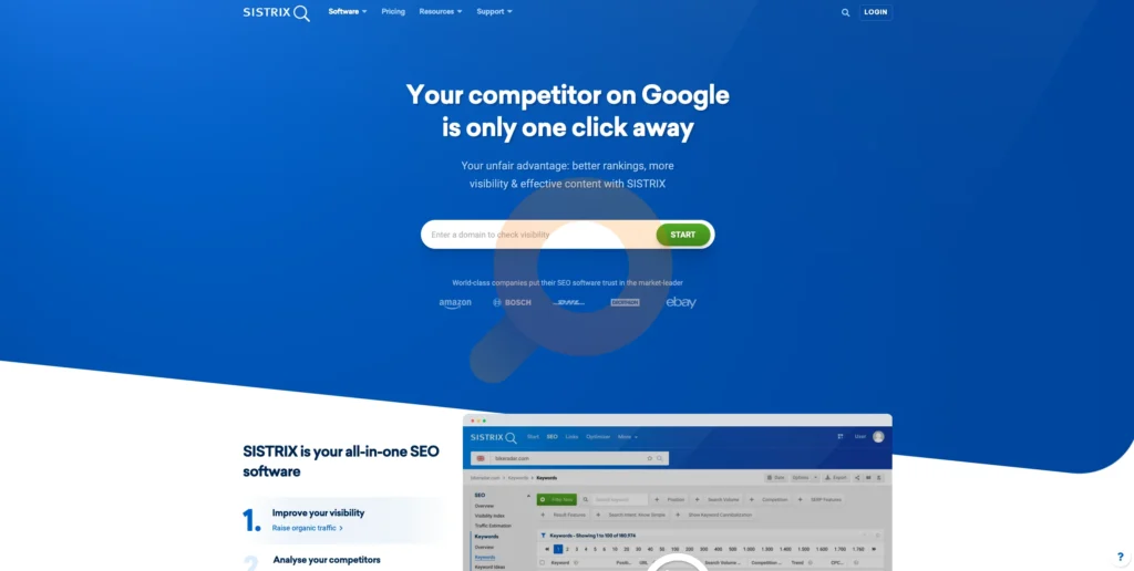 SEO software for visibility improvement and competitive analysis.