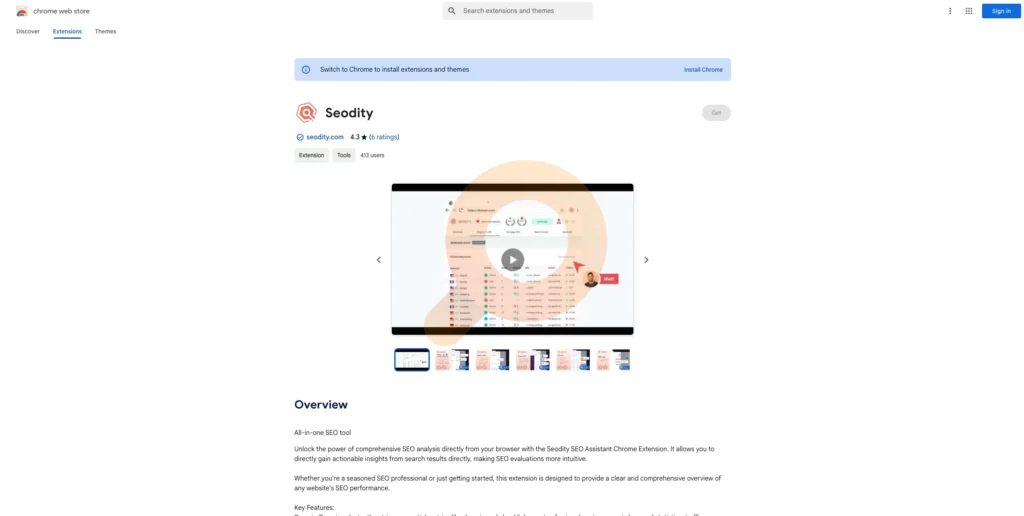 Unlock the power of comprehensive SEO analysis directly from your browser with the Seodity SEO Assistant Chrome Extension. It allows you to directly gain actionable insights from search results directly