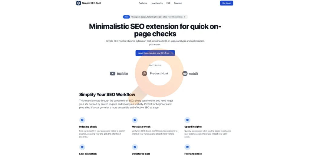 Minimalistic SEO extension for quick on-page checks.